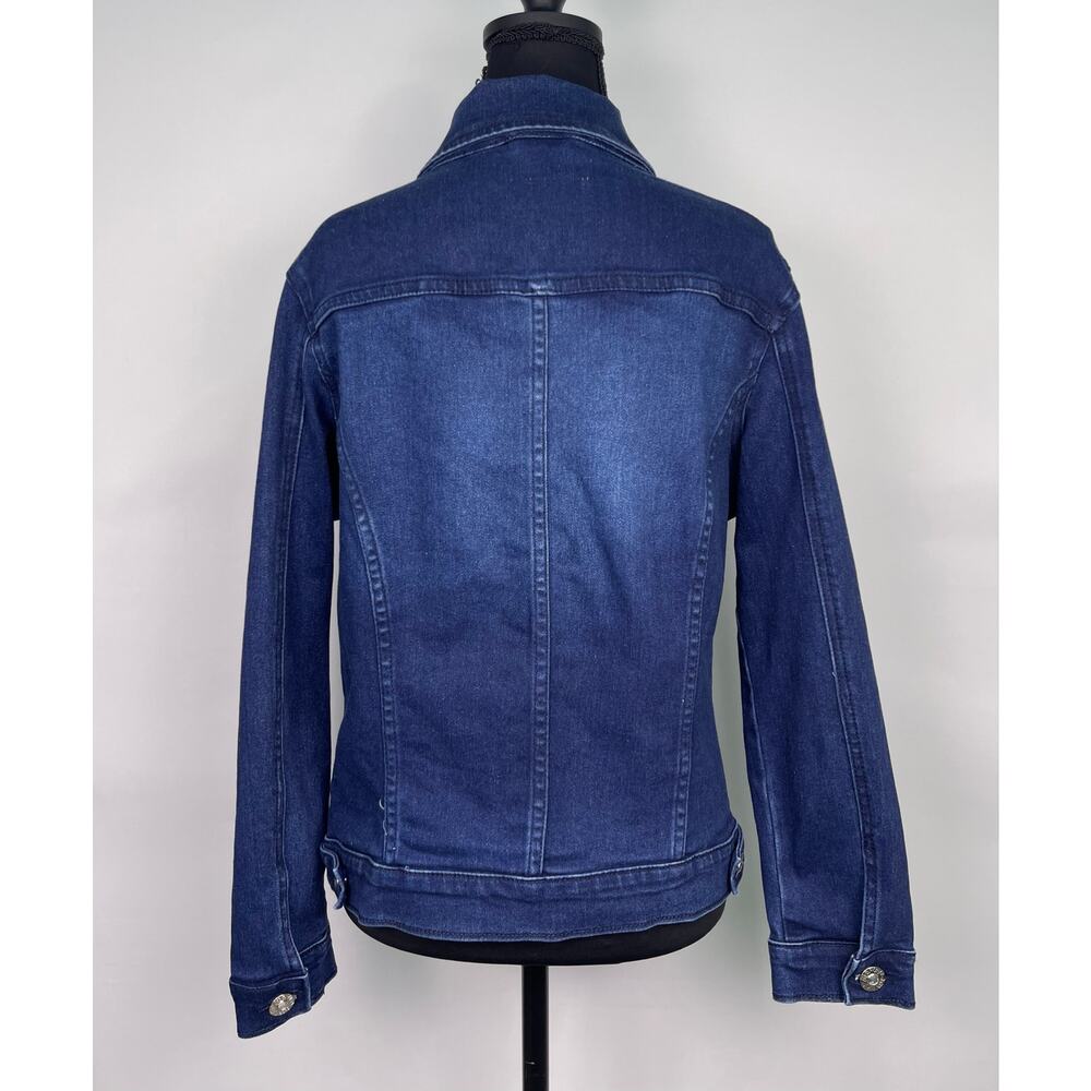 Dkin Jeans Dark Wash distressed Denim Jacket Size Small - Picture 4 of 10